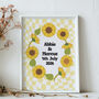 'Sunflower Check' Special Date Print For Couple, thumbnail 1 of 2