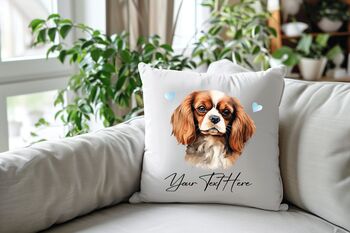 Personalised King Charles Spaniel Hearts Cushion Cover Gift, 2 of 2