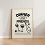 Dinner And Friends Retro Hand Drawn Illustration Print, thumbnail 2 of 10
