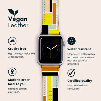 Mondrian Vegan Leather Apple Watch Band, 2 of 7