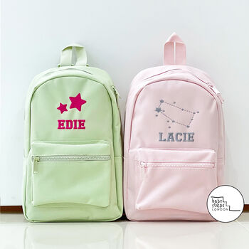 Green Personalised Name/Initials Unisex Mini Backpack, 5 of 7