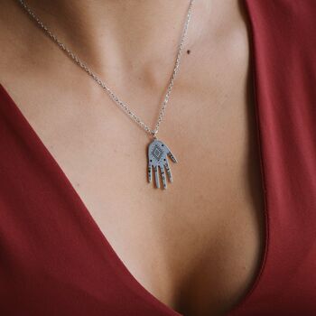 Silver Hand Pendant Necklace Protection Jewelry, 4 of 5