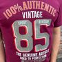 'Authentic Vintage 1985' 40th Birthday Gift T Shirt, thumbnail 2 of 9