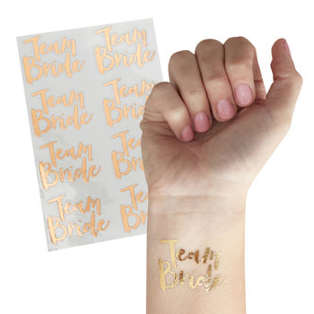 Pk 16 Team Bride Hen Party Temporary Tattoos Rose Gold, 2 of 3