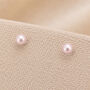 3mm Sterling Silver Pink Pearl Stud Earrings, thumbnail 1 of 5
