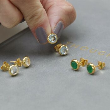 Birthstone Studs In Silver Or Gold Vermeil Plated, 9 of 12