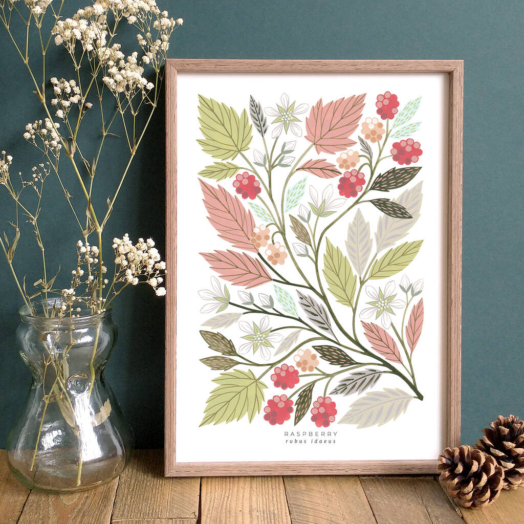 A4 Raspberry Botanical Giclée Art Print, 1 of 3