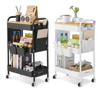Three Tier Rolling Storage Cart Utility Trolley, 6 of 6