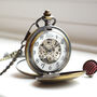 Engraved Twin Bronze Pocket Watch With Windowed Lid, thumbnail 1 of 4