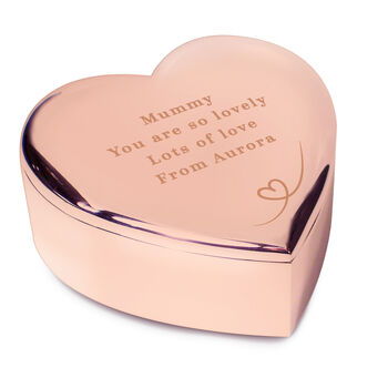 Personalised Rose Gold Heart Jewellery And Keepsake Box, 4 of 4
