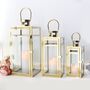 Set Of Three Candle Holder Glass Lantern Decorative, thumbnail 1 of 12