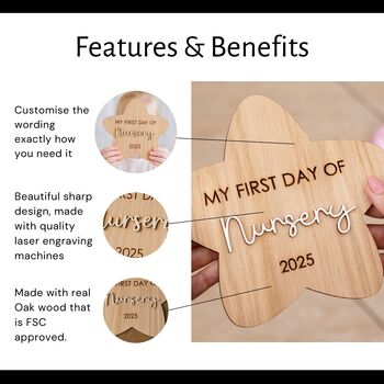 1st Day Of Nursery,Reception Preschool Wooden Star Sign, 3 of 7