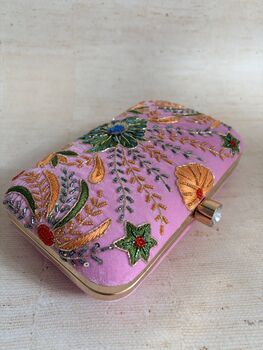 Pink Embroidered Clutch Bag, 5 of 11