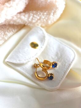 Gold Pearl Half Hoop Waterproof Stud Earrings 18k Gold Plated On Titanium Steel Half Hoop Earrings, 4 of 6