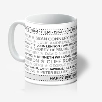 Personalised 60th Birthday Gift Mug Of 1964 Movies, 3 of 4