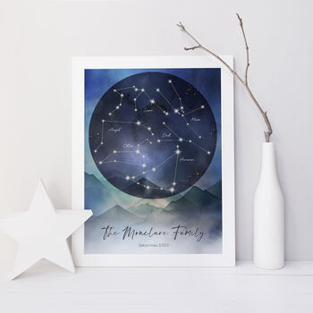 Personalised Family Constellation Mountains Watercolour, 6 of 8