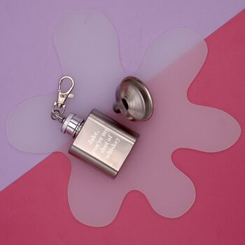 Personalised 'Your Own Message' Hipflask Keyring, 2 of 3