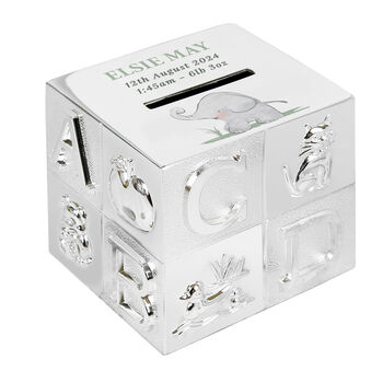 Personalised Elephant Abc Money Box – Baby Keepsake For Christening Or New Baby Gift, 4 of 5