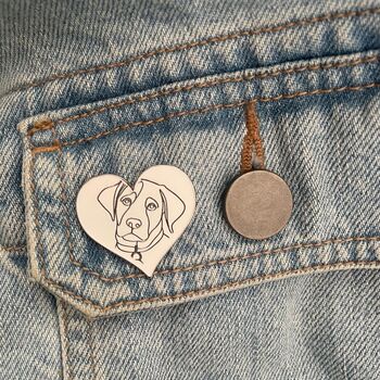 Custom Pet Portrait Enamel Pin, Engraved Line Art, 3 of 7