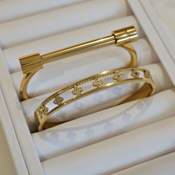 Screw Cuff Bangle Gold, 3 of 5