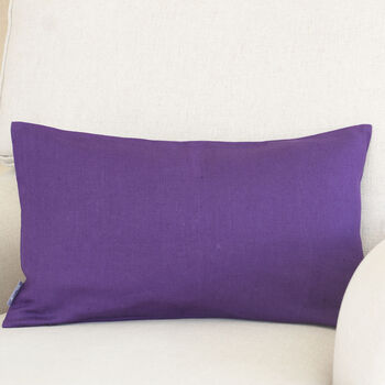 Aubergine Linen Lumbar Cushion Cover, 3 of 3