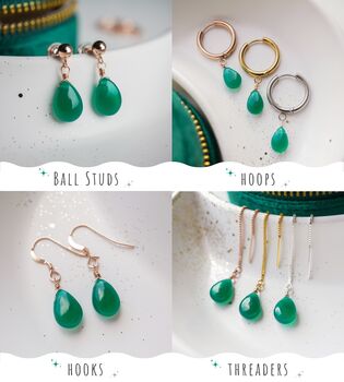 Green Onyx Hoop Earrings, 3 of 12