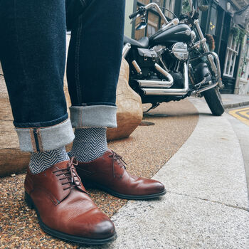 Mens Wool Socks Chevron Check Groomsmen Socks, 4 of 9