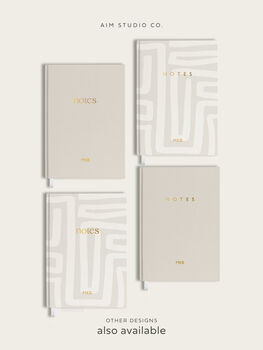 Personalised Monogram Hardcover Abstract Lined Notebook, 9 of 9