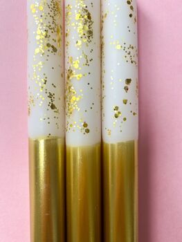 White And Gold Glitter Christmas Candles 'Angel Wings', 3 of 4