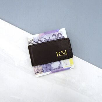 Personalised Initial Leather Money Clip, 2 of 5