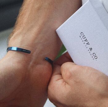 Navy Personalised Cuff Bracelet, 7 of 7