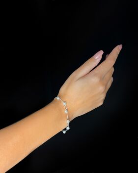 Sterling Silver Pearl Minimalist Charm Layer Bracelet, 6 of 12