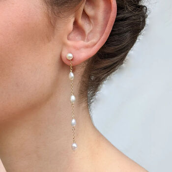 Emilie Long Pearl Earrings, 3 of 3