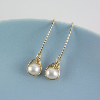 All Wrapped Up Pearl Long Earrings, 6 of 11