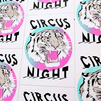 Circus Night Tiger Riso Print, 2 of 7