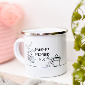 Personalised Grandma's Gardening Enamel Mug, 6 of 6