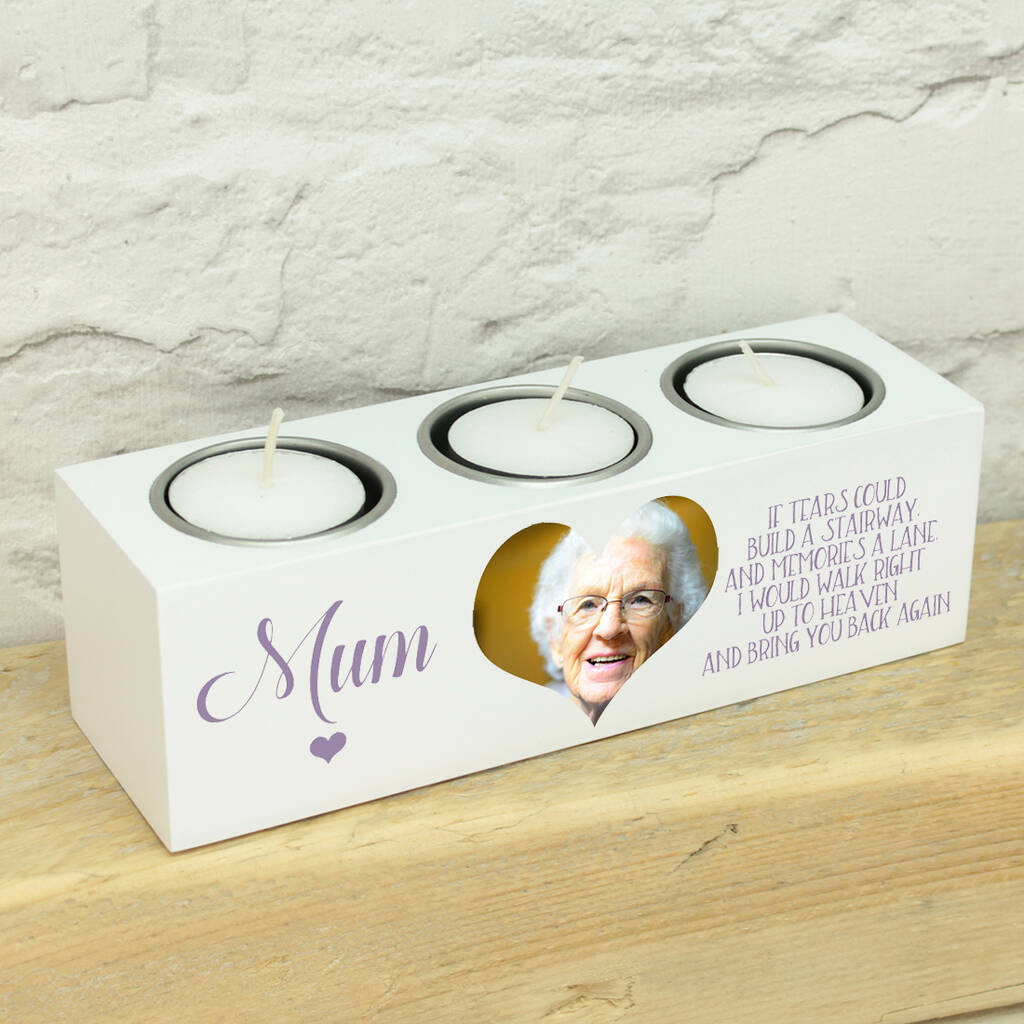 Personalised Photo Memorial Triple Candle Holder By Love Lumi Ltd
