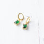 Emerald Green Huggie Earrings, thumbnail 5 of 9