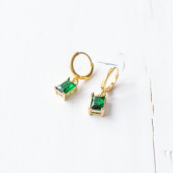 Emerald Green Huggie Earrings, 5 of 9