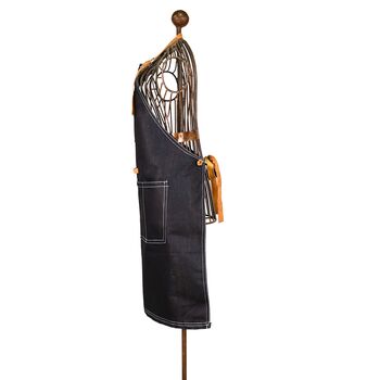 Personalised Denim Apron With Leather Straps, 5 of 6