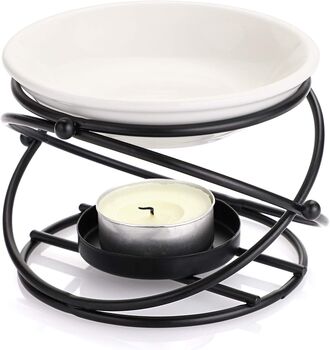 Metal Essential Oil Wax Melt Burner With Ceramic Bowl, 2 of 7