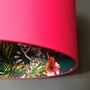 Teal Lemur Lampshades In Watermelon Pink Cotton, thumbnail 2 of 10