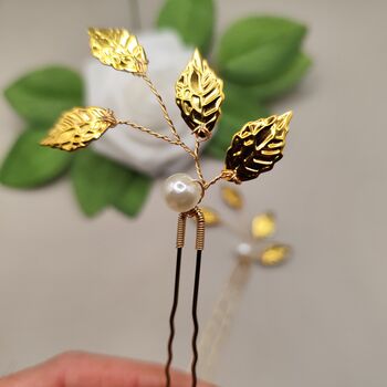 Wedding Hair Accessories Gold Set Of Two, 8 of 12