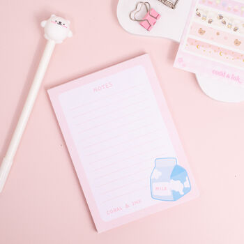 Cute Pink Milk Lined A6 Memo Notepad, 2 of 4