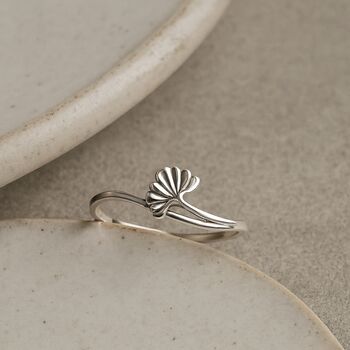 Sterling Silver Ginkgo Ring, 6 of 8
