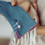 Stitched Button Gradient Suede Fabric Ladies Gloves, thumbnail 3 of 11