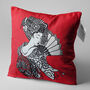 Red Cushion Cover With A Japanese Woman, thumbnail 3 of 7