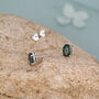 Sterling Silver Moss Agate 5x7mm Oval Stud Earrings, thumbnail 2 of 12