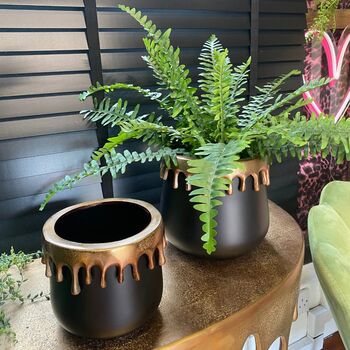 Gold Drip Plant Pots Set Of Two, 2 of 2
