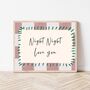 A4 Modern, Art Print, Night Night, Love You, Pink Checkerboard, thumbnail 1 of 5